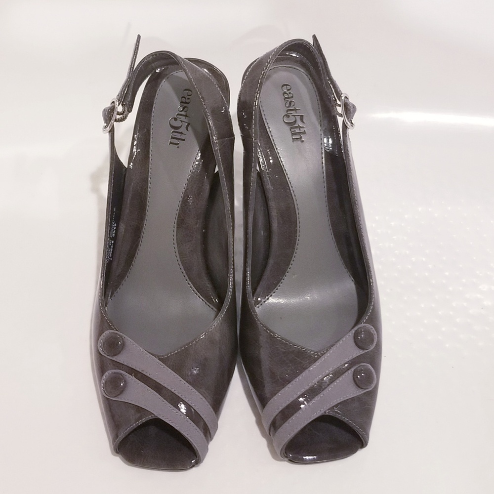 EUC grey peep toe heals